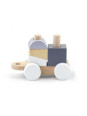 Drewniana Kolejka z wagonikami do ciągania Viga Toys + Klocki Drewniana Kolejka z wagonikami do ciągania Viga Toys + Klocki
