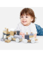 Drewniana Kolejka z wagonikami do ciągania Viga Toys + Klocki Drewniana Kolejka z wagonikami do ciągania Viga Toys + Klocki