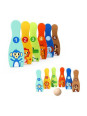 TOOKY TOY Drewniane Kręgle dla Dzieci  6 szt. + Piłka