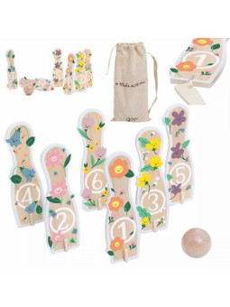 CLASSIC WORLD Drewniane Kręgle Gra dla Dzieci 6 szt. + Piłka