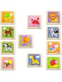 Puzzle drewniane 12 plansz po 4 puzzle w stojaku Viga Toys