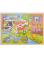 Puzzle drewniane dla dzieci gospodarstwo dziadków, 48 elementów goki - drewniane puzzle dla 3 latka