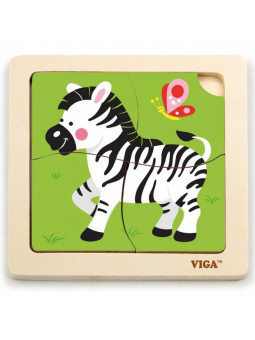 VIGA Poręczne Drewniane Puzzle Zebra