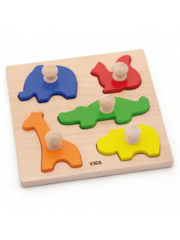 Viga Drewniane Puzzle z Pinezkami Zwierzęta