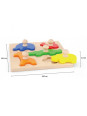 Viga Drewniane Puzzle z Pinezkami Zwierzęta