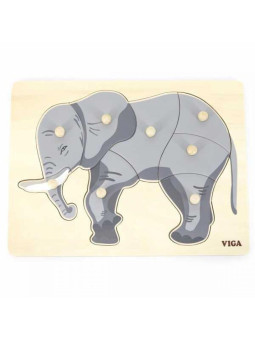 VIGA Drewniane Puzzle Montessori Słoń z Pinezkami