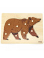 VIGA Drewniane Puzzle Montessori Miś Niedźwiedź z Pinezkami