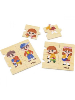 VIGA Drewniana Układanka Edukacyjna Dzieci Ubieranie Puzzle