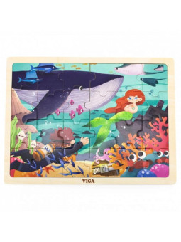 VIGA Drewniane Puzzle Układanka 24 el. Sekrety Morza