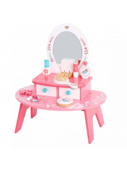 TOOKY TOY Różowa Toaletka Drewniana Do Makijażu z Lustrem