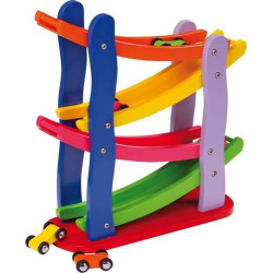 Zjeżdżalnia dla autek, tor wyścigowy dla dzieci small foot design - drewniany tor wyścigowy dla 3 latka
