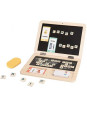 TOOKY TOY Drewniany Laptop Układanka Montessori Puzzle Nauka Literek Pisania Tablica Suchościeralna 58 el.