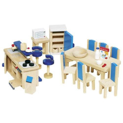 Zabawka dla dziewczynki  mebelki dla lalek, kuchnia goki - drewniany zestaw, zabawa lalkami, zabawka dla 3 latka