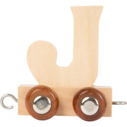 Wagonik z literką j - literka element z układanki alfabet pociąg small foot design - drewniana zabawka edukacyjna dla 3 latka