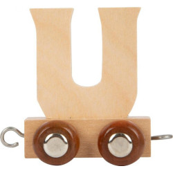 Wagonik z literką u - literka element z układanki alfabet pociąg small foot design - drewniana zabawka edukacyjna dla 3 latka