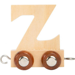 Wagonik z literką z - literka element z układanki alfabet pociąg small foot design - drewniana zabawka edukacyjna dla 3 latka