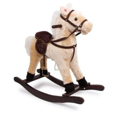 Pluszowy konik na biegunach dla dzieci z dźwiękiem small foot design - pluszowy bujak, zabawka na biegunach dla 3 latka