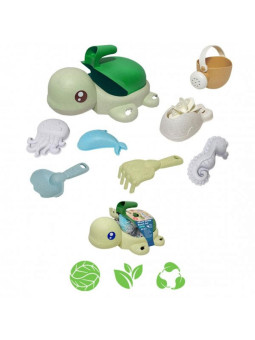 WOOPIE GREEN  Zestaw 2w1 do Piasku i Wanny Żółwik Zielony 8 el. BIODEGRADOWALNY ORGANICZNY MATERIAŁ