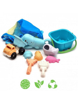 WOOPIE GREEN Zestaw do Piasku w Wiaderku z Łopatką Ryba 9 el. BIODEGRADOWALNY ORGANICZNY MATERIAŁ