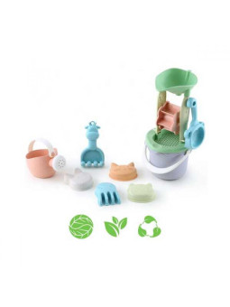 WOOPIE GREEN Zestaw do Piasku w Wiaderku z Kołowrotkiem 9 el. BIODEGRADOWALNY ORGANICZNY MATERIAŁ