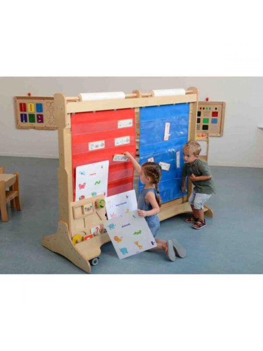 Materiałowy Arkusz Do Wieszania Z Kieszonkami Na Fiszki I Obrazki Masterkidz Czerwony