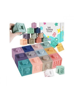 WOOPIE Klocki Sensoryczne Układanka Do Ściskania Dźwięk 12 el.