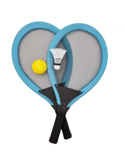 WOOPIE Duże Rakietki do Tenisa Badminton dla Dzieci Zestaw + Piłka Lotka