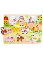 TOOKY TOY Drewniane Puzzle Montessori Farma z Pinezkami Do Dopasowania TOOKY TOY Drewniane Puzzle Montessori Farma z Pinezkami Do Dopasowania