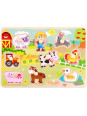 TOOKY TOY Drewniane Puzzle Montessori Farma z Pinezkami Do Dopasowania TOOKY TOY Drewniane Puzzle Montessori Farma z Pinezkami Do Dopasowania