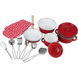 Przybory kuchenne RED garnki   do zabawy dla dzieci, 13 elementów