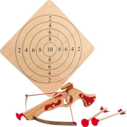 Kusza z tarczą drewnianą i strzałkami dla dzieci do zabawy small foot design - drewniana zabawka, zabawka dla 5 latka