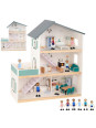 TOOKY TOY Duży Drewniany Domek dla Lalek + Figurki FSC TOOKY TOY Duży Drewniany Domek dla Lalek + Figurki FSC