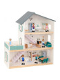 TOOKY TOY Duży Drewniany Domek dla Lalek + Figurki FSC TOOKY TOY Duży Drewniany Domek dla Lalek + Figurki FSC