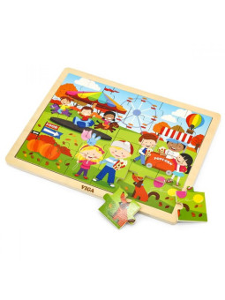 VIGA Drewniane Puzzle Jesień 24 Elementy