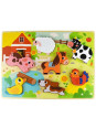 Tooky Toy Drewniane Puzzle Montessori Zwierzątka Farma Dopasuj Kształty