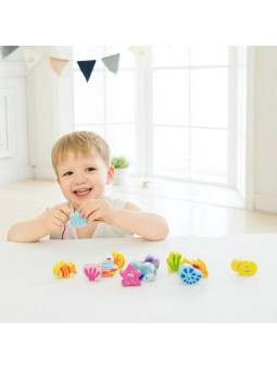 CLASSIC WORLD Drewniane Klocki do Nawlekania Zwierzęta Wodne 13 el.