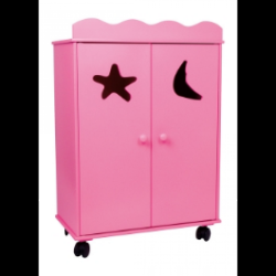 Szafka na ciuchy dla lalek  -  pink small foot design - drewniana zabawka, zabawa  lalkami dla 3 latka, zabawka dla dziewczynki