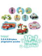BOPPI, 10 w 1 progresywne pierwsze puzzle Pojazdy i zawody 30 elem BOPPI, 10 w 1 progresywne pierwsze puzzle Pojazdy i zawody 30 elem