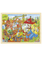 Puzzle drewniane dla dzieci, budowa, 96 elementów goki - drewniane puzzle do układania, zabawka dla 3 latka