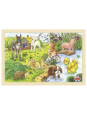 Puzzle drewniane dla dzieci - zwierzątka, 24 elementy, zabawka montessori goki - drewniane puzzle do układania, zabawka dla 3 