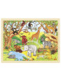 Puzzle drewniane dla dzieci 48 elementów, Afryka, zabawka montessori goki - drewniane puzzle do układania, zabawka dla 3 latka
