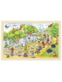 Puzzle dla dzieci  z wizytą  w zoo, 24 elementy zabawka montessori goki - drewniane puzzle do układania, zabawka dla 3 latka