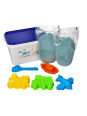 Piasek kinetyczny 2 kg błękitny z foremkami "pojazdy" + łopatka Piasek kinetyczny 2 kg błękitny z foremkami "pojazdy" + łopatka