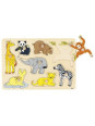 Układanka z uchwytami, małe zwierzątka  III, zabawki montessori goki - drewniane puzzle do układania, zabawka dla 2 latka, z