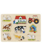 Układanka z uchwytami, kolorowa farma II, zabawki montessori goki - drewniane puzzle do układania, zabawka dla rocznego dzieck