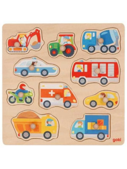 Drewniane puzzle z uchwytami pojazdy Goki