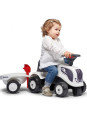 FALK Traktorek Baby Valtra Biały z Przyczepką + akc. od 1 roku