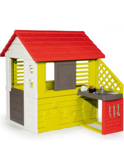 Smoby Duży domek ogrodowy Nature z kuchnią 17 akc.