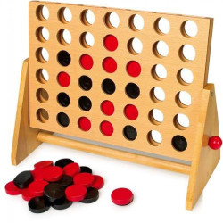 Gra planszowa dla dzieci cztery w jednym rzędzie small foot design - drewniana zabawka edukacyjna dla 4 latka, gra logiczna 