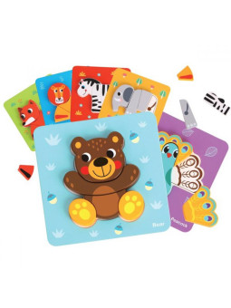 WOOPIE GREEN Układanka Drewniana Klocki Zwierzątka Montessori FSC